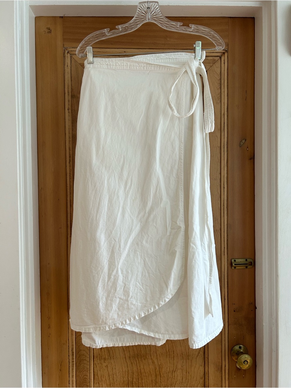 GAP White Wrap Midi Skirt with Side Tie